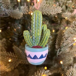 Kurt Adler Green Cactus Ornament with Blue Pot